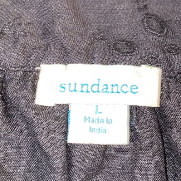 Sundance Black Button Front Eyelet Roslin Midi Skirt Women’s Size Large - Picture 4 of 4